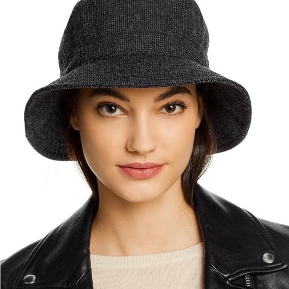 Hat Attack Packable Wool Check Blend Charcoal Fisherman Bucket Hat